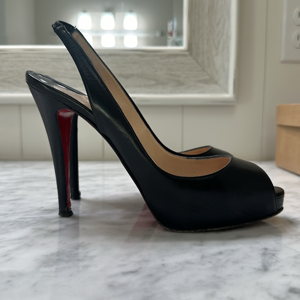 CHRISTIAN LOUBOUTIN No Prive 120 Kid/Cuoio Leather Black Size 38 - Picture 3 of 10